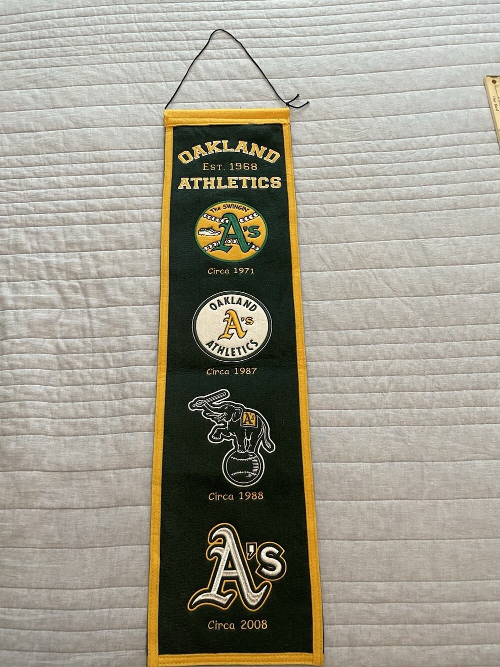 Oakland Athletics Evolution 8x32 Inch Vertical Wool Embroidered Hanging Banner